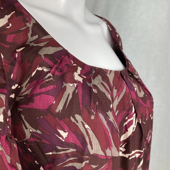 Trina Turk Dress Womens Sz 6 Maroon Purple Wool Silk Bell Sleeve Shift - Picture 3 of 12